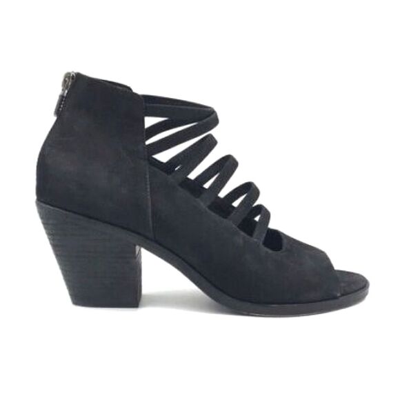 EILEEN FISHER James Strappy SAVY Sandal BOOT BLOCK BLACK NUBUCK Sz 7 - Picture 1 of 11